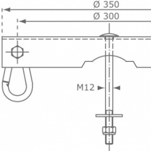 Various dimensions of the large swing hook