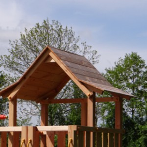 The high Pagoda play structure features a playful roof.