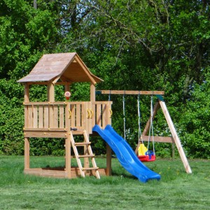 Playhouse Pagoda low with swing and slide | Douglaswood