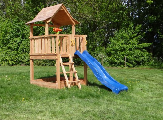 Play equipment Pagoda 150 with slide | Douglaswood | Blue Rabbit