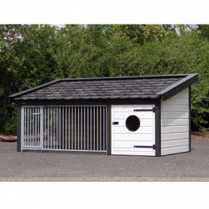 Dog kennel Rex 2 white/anthracite with insulated sleeping compartment 341x182x163cm